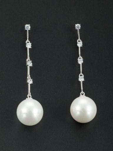 Model No LYE212062B Mother's Initial White Drop drop Earring with Round Pearl
