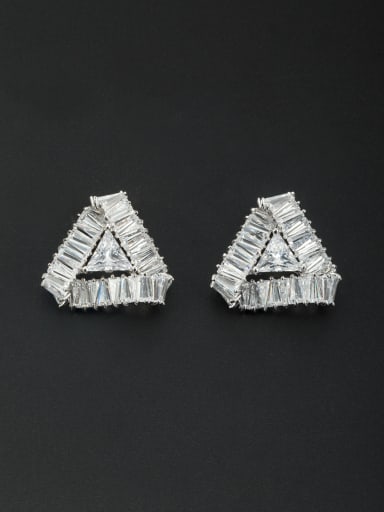Personalized Platinum Plated White Triangle Zircon Studs stud Earring