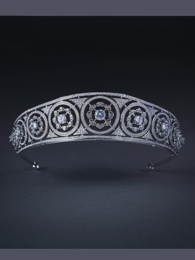 New design Platinum Plated Zircon Wedding Crown in White color
