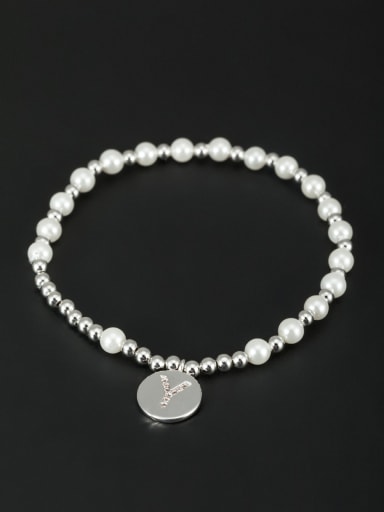 A Platinum Plated Stylish Pearl Bracelet Of Round