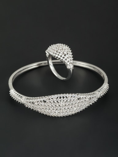 Round style with Platinum Plated Zircon 2 Pieces Set