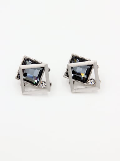 Personalized Copper Grey Geometric austrian Crystals Studs stud Earring