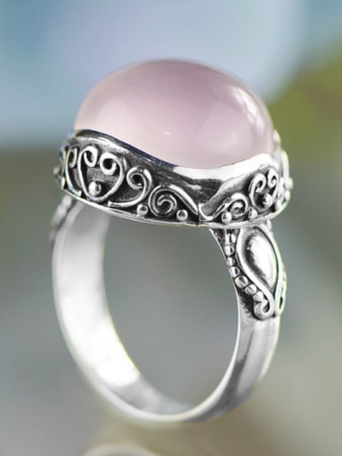 Mother's Initial Pink Band band ring with Gemstone