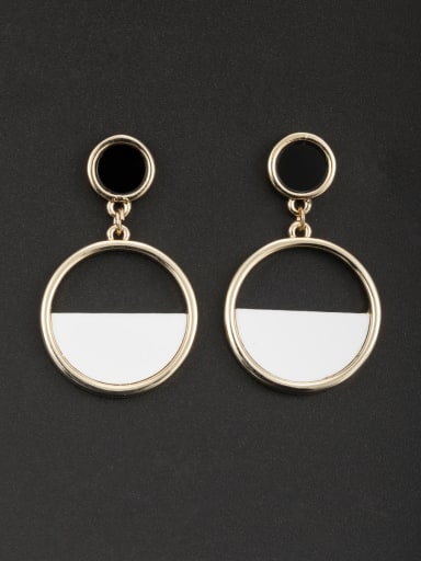 White Round Drop drop Earring with Gold Plated Copper Acrylic