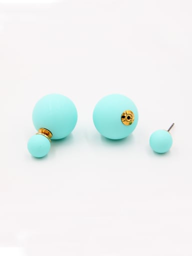 Gold Plated Round Beads Green Studs stud Earring