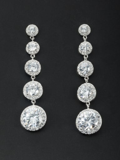 Model No 1000001383 The new Platinum Plated Zircon Round Drop drop Earring with White