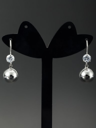 White color Platinum Plated Round Diamond Drop drop Earring