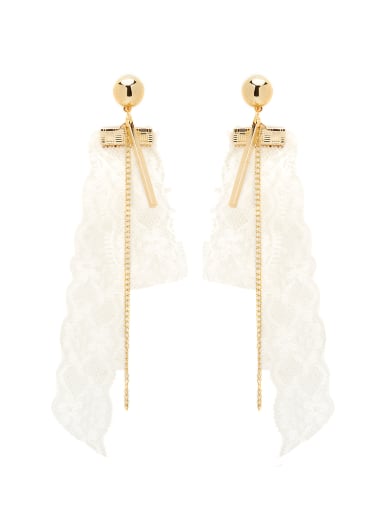 New design Gold Plated Chinlon chain Drop drop Earring in White color