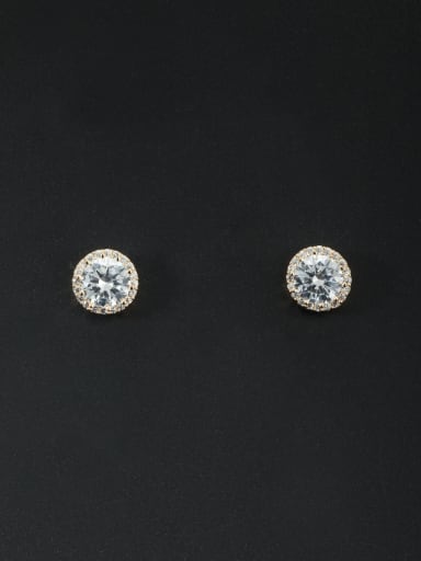 Blacksmith Made Gold Plated Zircon Round Studs stud Earring