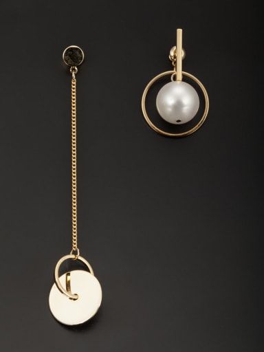 Model No 1000002545 Round Gold Plated Copper Pearl White Drop drop Earring