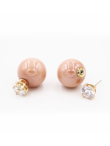 Mother's Initial Camel Studs stud Earring with Round Zircon