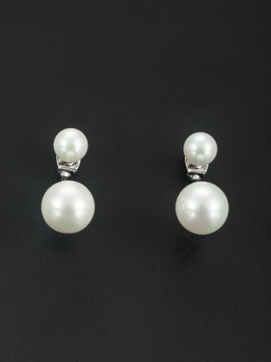 Model No 1000001078 White color Platinum Plated Round Pearl Drop drop Earring