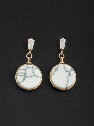 Gold Plated Round White Stone Beautiful Drop drop Earring