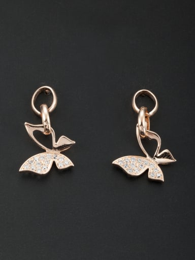 Mother's Initial White Drop drop Earring with Butterfly Zircon