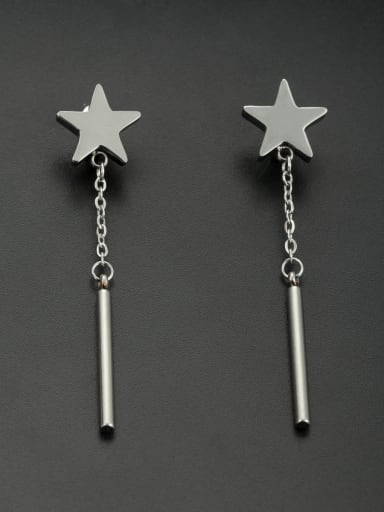 Mother's Initial White Drop threader Earring with Star