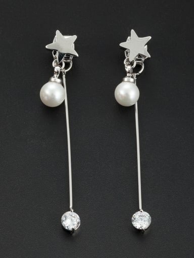 New design Platinum Plated Star Pearl Drop drop Earring in White color