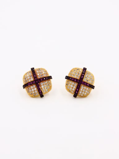Square style with Gold Plated Copper Zircon Studs stud Earring