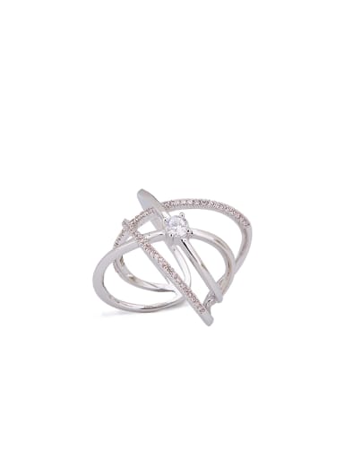 Mother's Initial Silver Stacking Stacking Ring with austrian Crystals