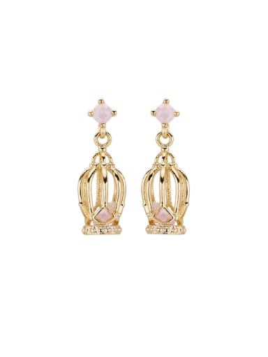 Custom Pink Drop drop Earring with Gold Plated Copper
