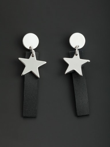 Model No L0607056-002 New design Platinum Plated Star Drop drop Earring in Black color