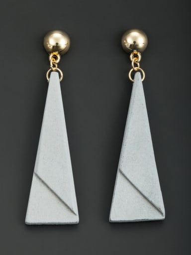 Blacksmith Made Wood Triangle Drop drop Earring In White color
