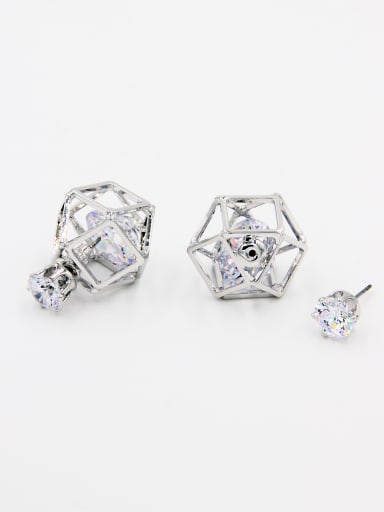 White Geometric Studs stud Earring with Platinum Plated Zircon