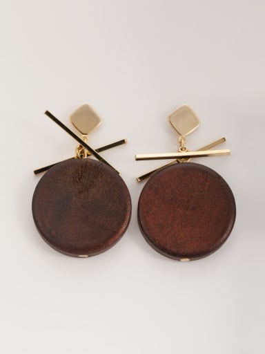 Fashion Gold Plated Wood Round Drop drop Earring