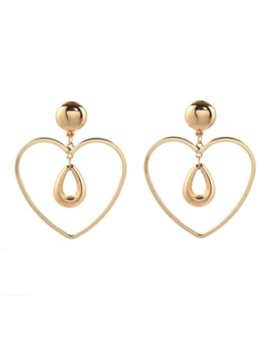 New design Gold Plated Zinc Alloy Heart Drop drop Earring in Gold color