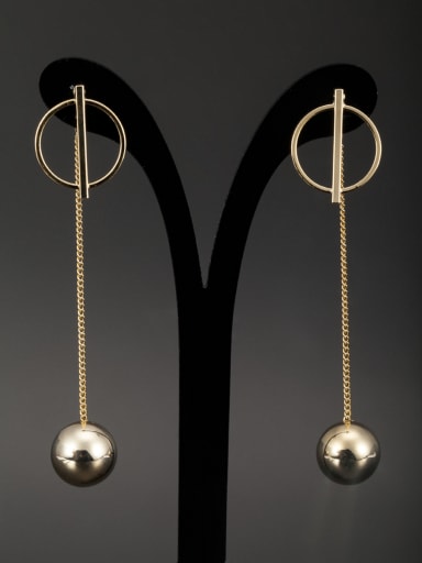 A Gold Plated Copper Stylish Beads Drop drop Earring Of Round