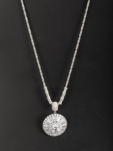 A Platinum Plated Copper Stylish Zircon Necklace Of Round