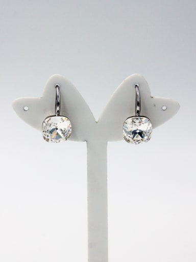 Platinum Plated Geometric White austrian Crystals Beautiful Drop drop Earring