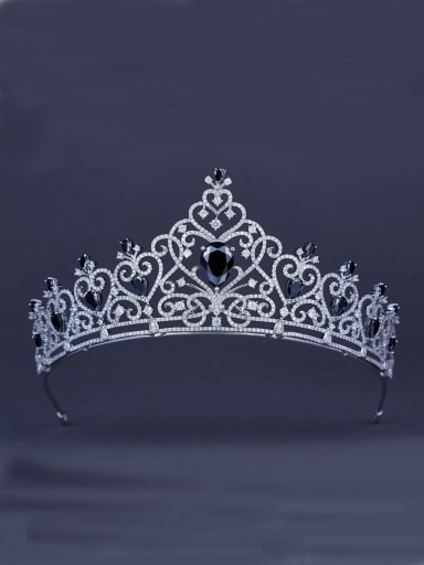 White Heart Wedding Crown with Platinum Plated Zircon