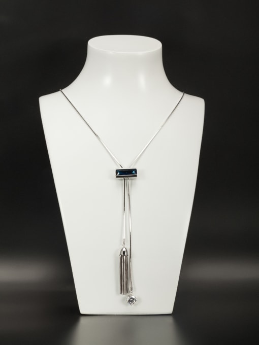 LB RAIDER Blacksmith Made Platinum Plated Copper Crystal Square Necklace 0