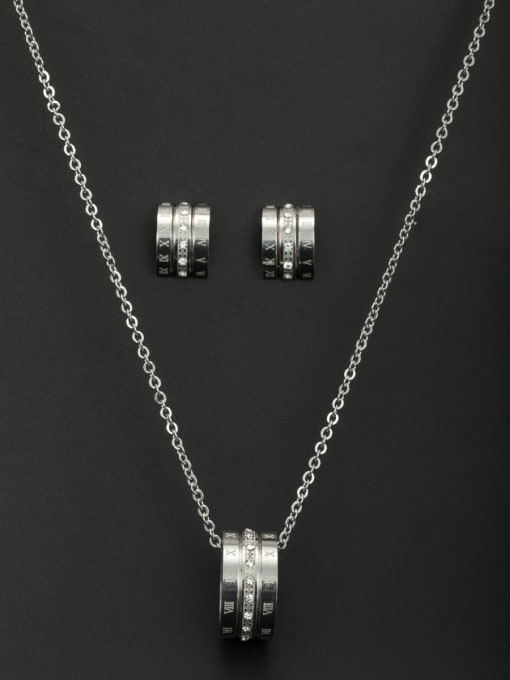 Jennifer Kou Round style with Stainless steel Rhinestone 2 Pieces Set 0