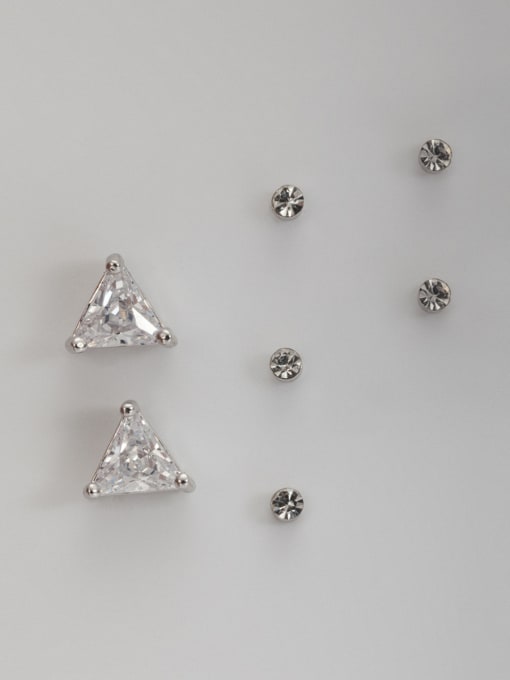 Lauren Mei Platinum Plated Stylish Triangle Zircon Combined Studs stud Earring 0