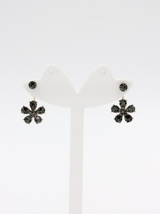 LB RAIDER Grey Flower Drop drop Earring with Gold Plated Rhinestone 0