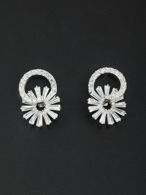 LB RAIDER Flower Platinum Plated Zircon White Studs stud Earring