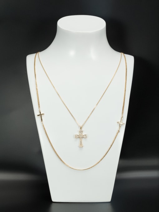 Lauren Mei Gold Plated Cross White Zircon Beautiful Necklace 0