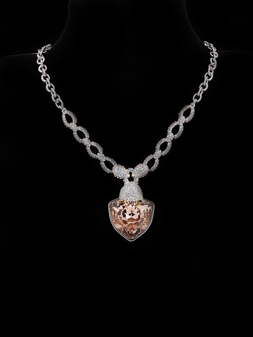 Guurachi Platinum Plated Zinc Alloy Heart austrian Crystals Beautiful Necklac