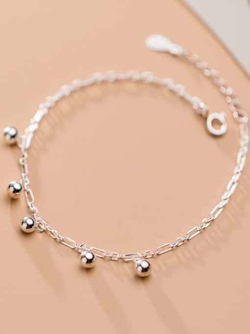 Rosh 925 Sterling Silver With Platinum Plated Simplistic Round Bracelets