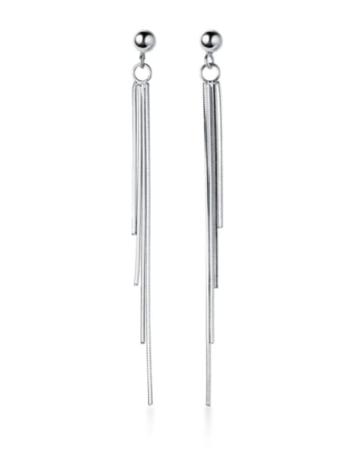 Rosh 925 Sterling Silver With Platinum Plated Fashion Tassel Threader Earrings