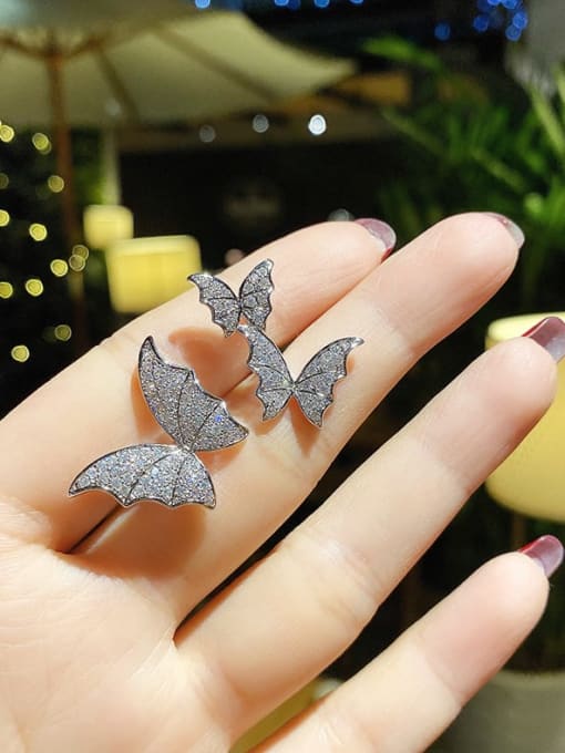 Girlhood Alloy With Platinum Plated Fashion Butterfly Band Rings 2