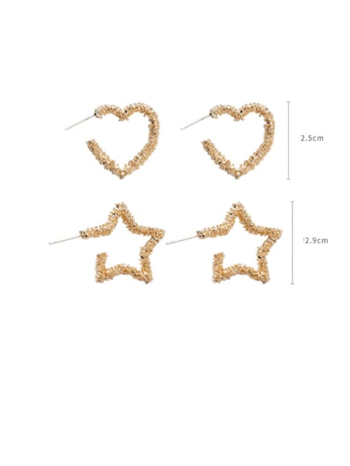Girlhood Alloy With Gold Plated Simplistic Hollow Heart Stud Earrings 2