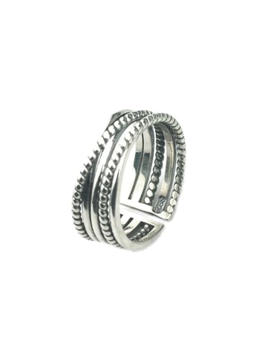 SHUI Vintage Sterling Silver With Platinum Plated Simplistic Simple Old Twist  Stacking Rings 2