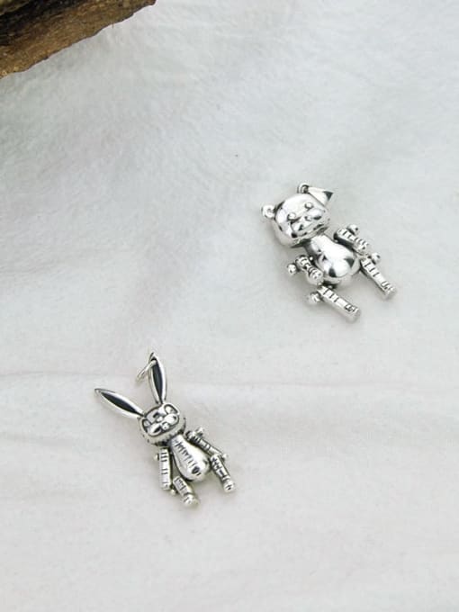 SHUI Vintage  Sterling Silver With Antique Silver Plated Trendy Animal Pendants 1
