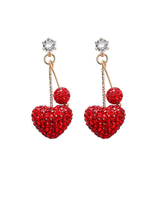 Girlhood Alloy With Gold Plated Simplistic Heart Drop Earrings 0
