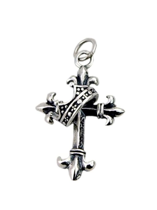 SHUI Vintage Sterling Silver With Antique Silver Plated Vintage Crown Cross   Pendants 3