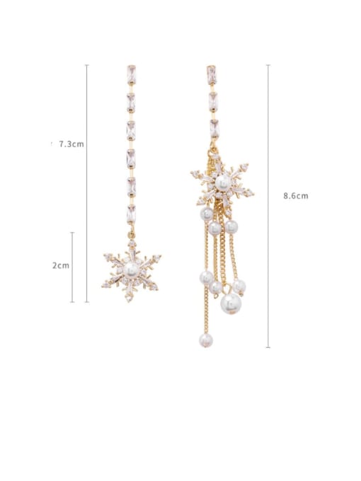 Girlhood Alloy With Gold Plated Fashion Snowflake Tassel  Earrings 2