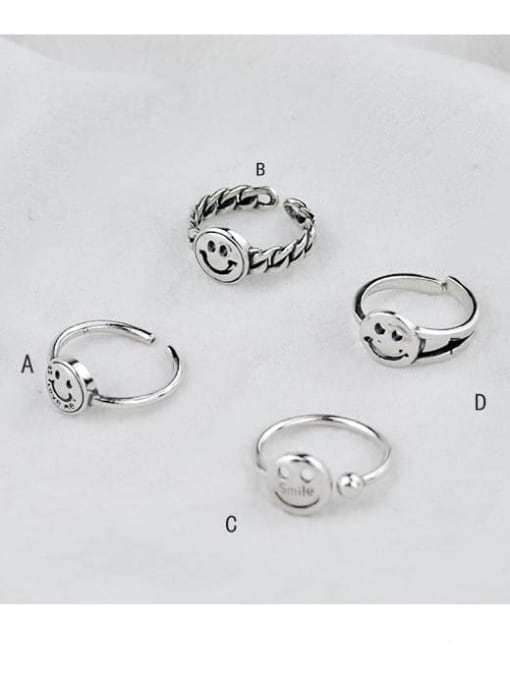 A section (JZ104) Vintage Sterling Silver With Platinum Plated Fashion Face Free Size Rings