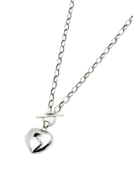 SHUI Vintage Sterling Silver With Platinum Plated Simplistic Heart Locket Necklace 3